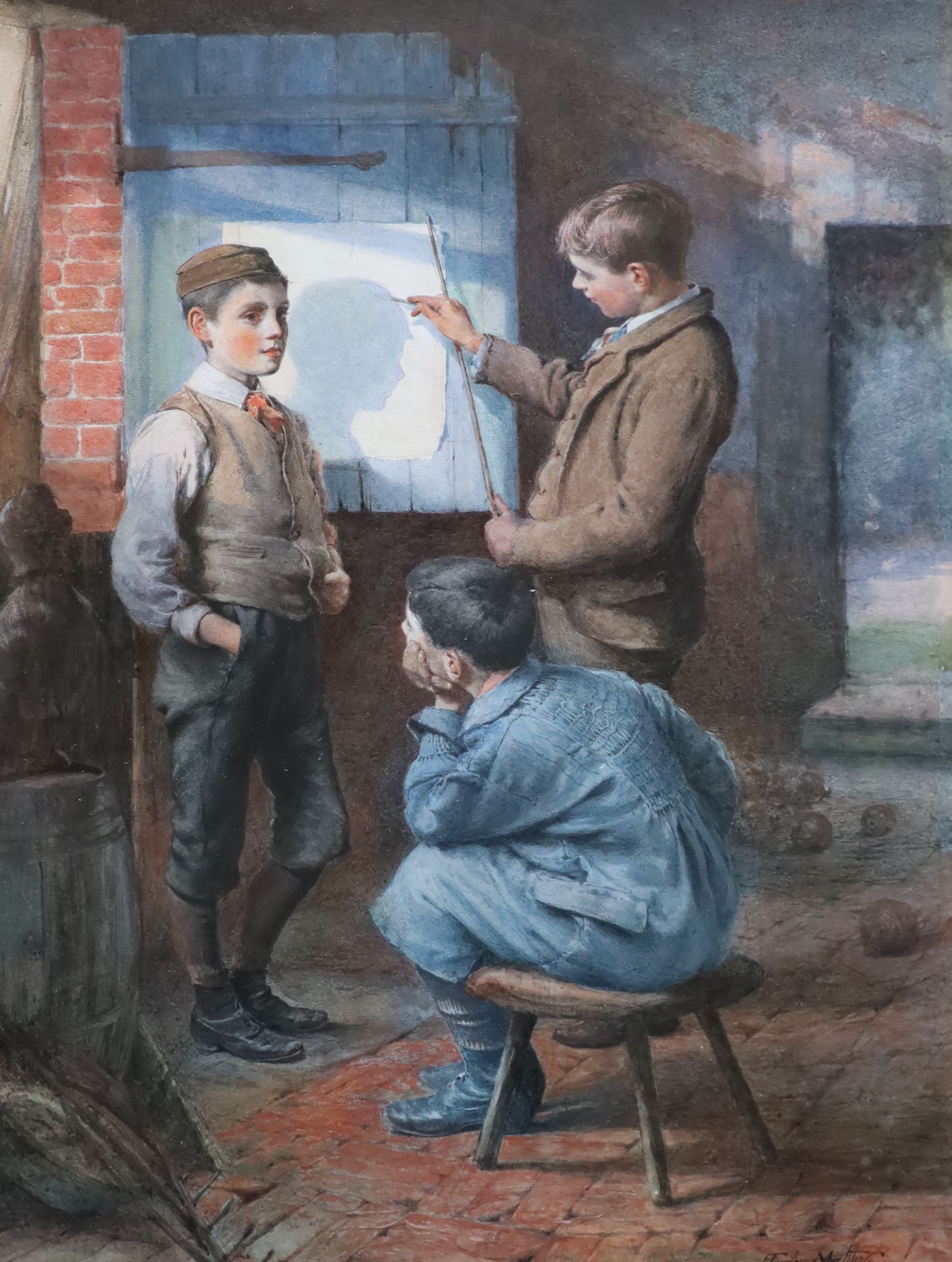 Louis Fairfax Muckley (1862-1926), watercolour, 'The Portrait', signed and dated 1888, 51 x 38cm